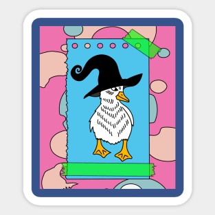 Halloween Goose Witch Conjuring Up Duck Sticker